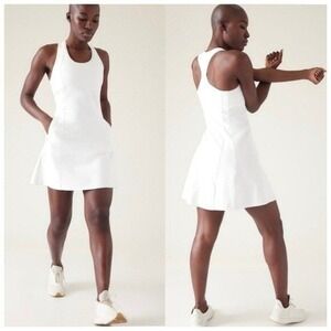Athleta Levitate Dress White Racerback Athletic Tennis Golf Mini XXS 798397-01
